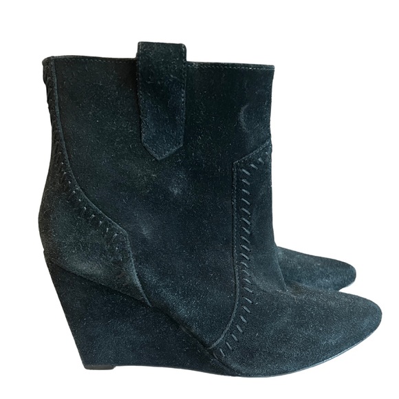 Rebecca Minkoff Black Suede Wedge Booties - Picture 2 of 4